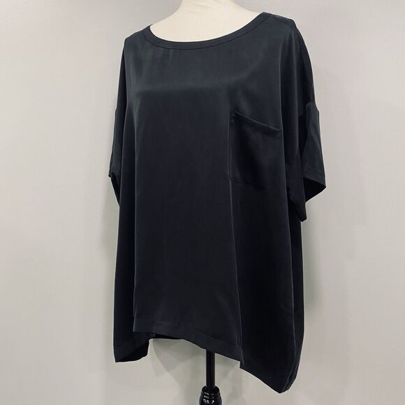 Lunya Black 100% Washable Silk Pajama Pants Short Sleeve Set Oversized Large - Picture 14 of 16